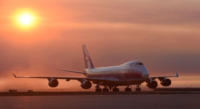 slide 2 - An air freighter containing the twin Gravity Recovery and Climate Experiment Follow-On (GRACE-FO) satellites