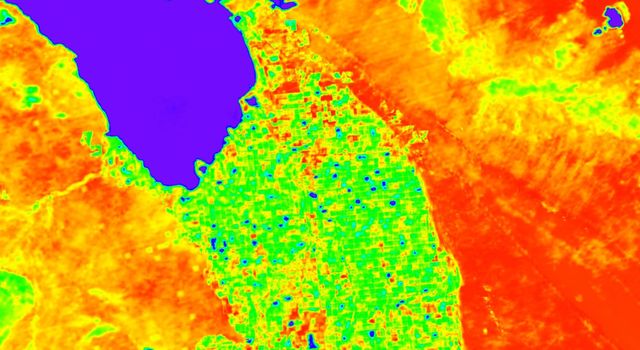 slide 2 - A simulation of ECOSTRESS land surface temperature data
