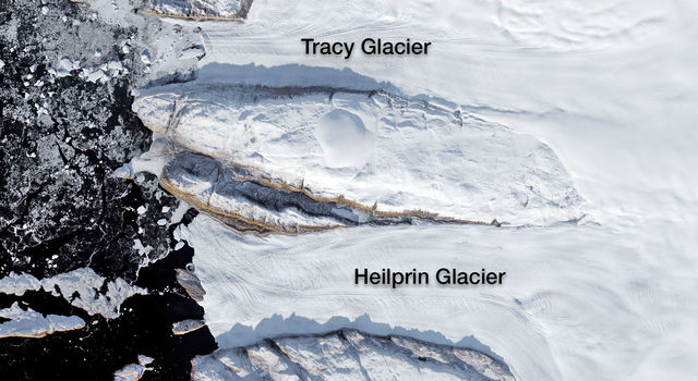 slide 1 - Tracy and Heilprin glaciers in northwest Greenland