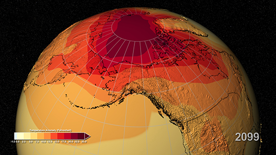 A new NASA study suggests that projections of Earth's future warming should be more in line with previous estimates that indicated a higher sensitivity to increasing greenhouse gas emissions.Image Credit: NASA SVS/NASA Center for Climate Simulation