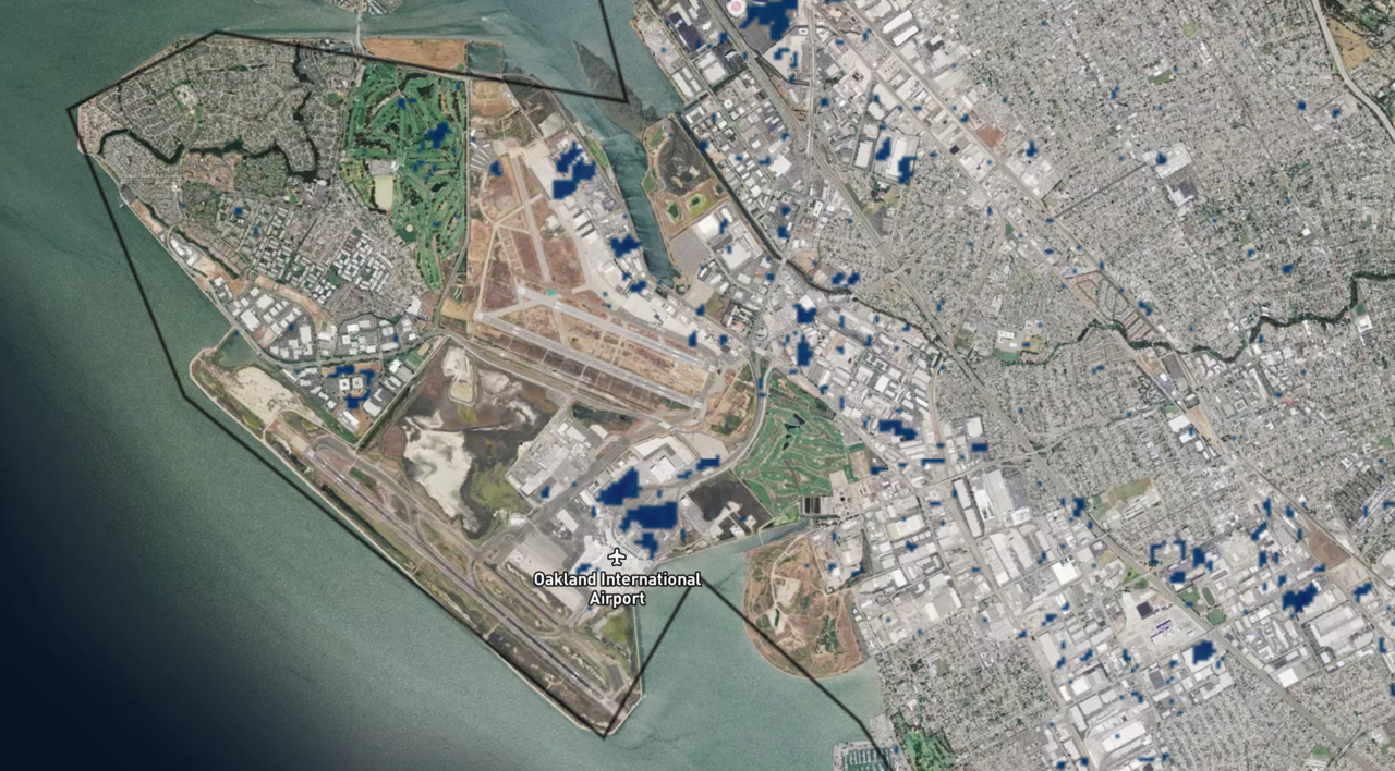 Satellite image of a California airport
