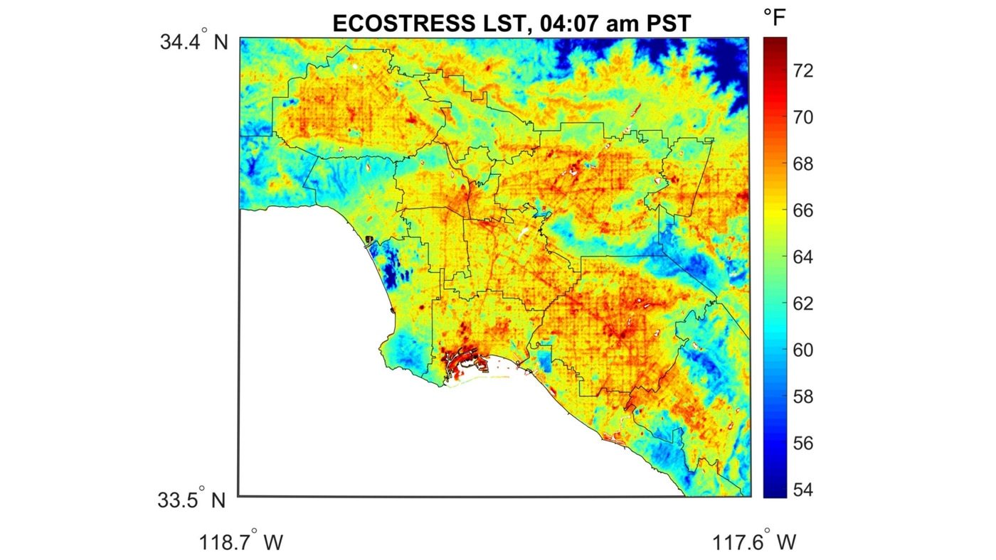 Surface temperature variations in Los Angeles, CA