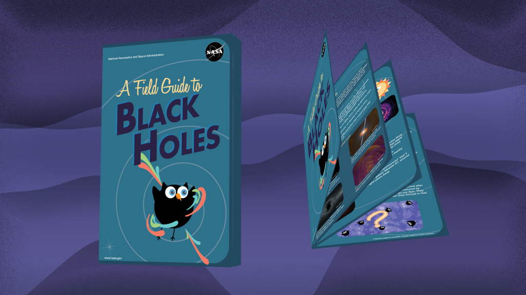 Cartoon image of a booklet called, "A Field Guide to Black Holes"