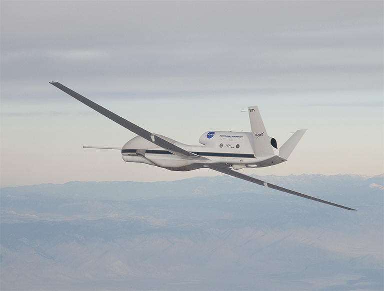 NASA's Global Hawk is part of a mission to track storms developing in the Pacific Ocean to better predict severe West Coast weather. Credit: NASA Photo; Carla Thomas.