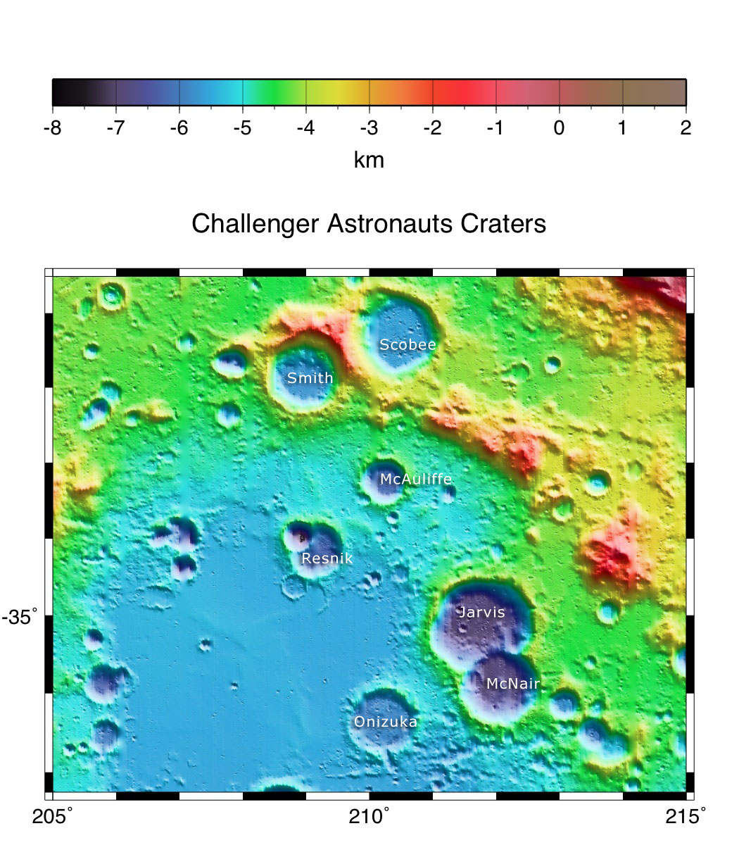 Challenger Astronauts Craters