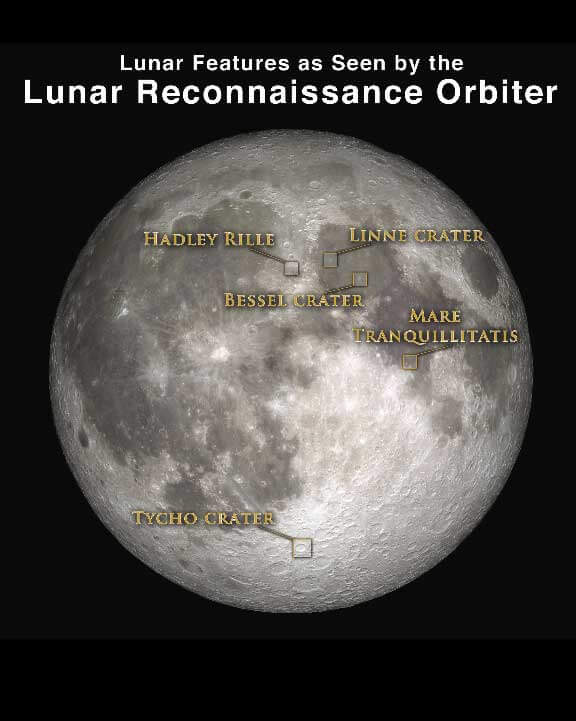 Lunar Features as seen by the Lunar Reconnaissance Orbiter