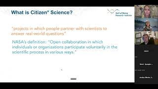Video still of a slide deck that reads "what is citizen science?"