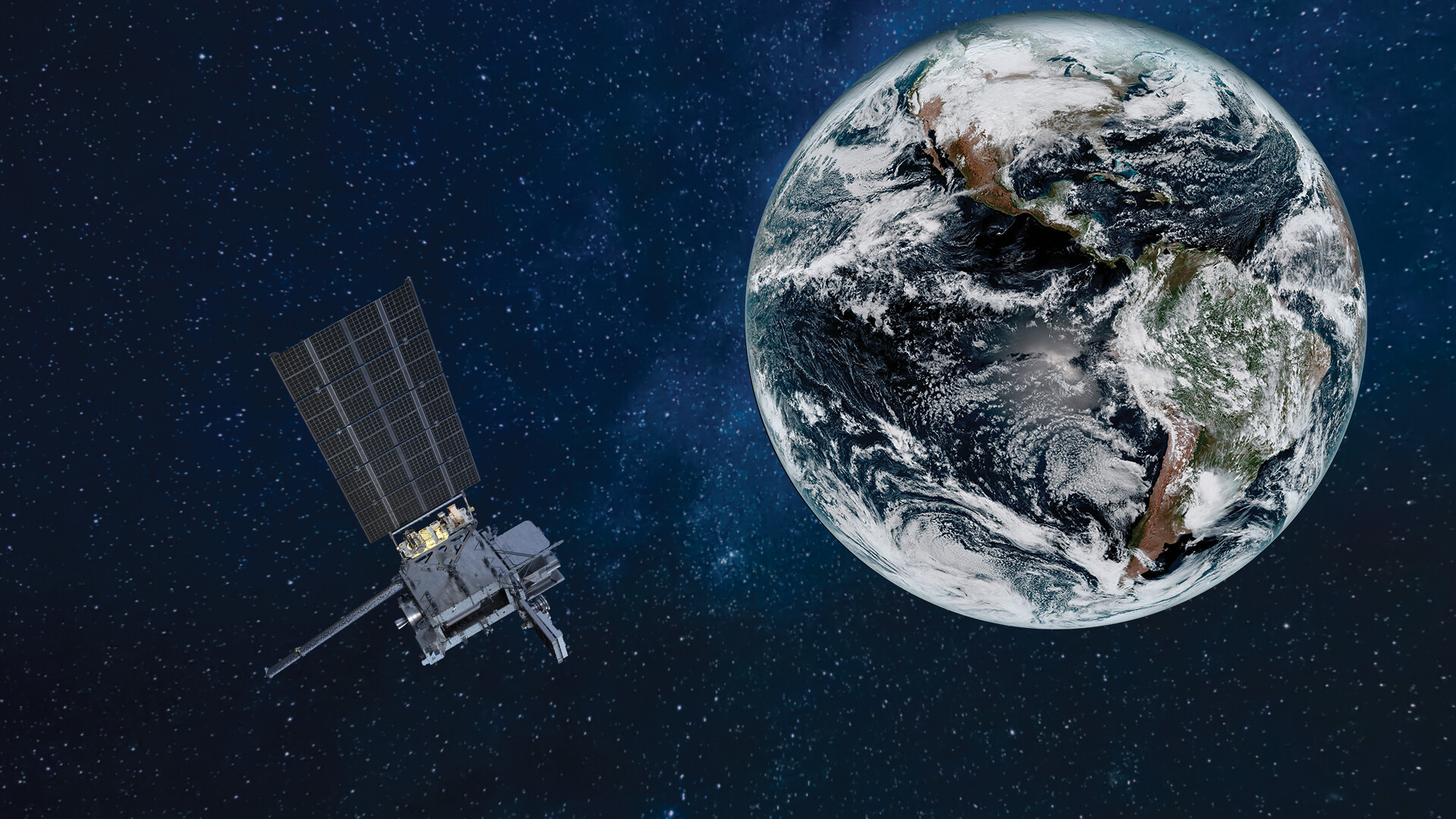 Artist concept of the GOES-U satellite in orbit around the earth