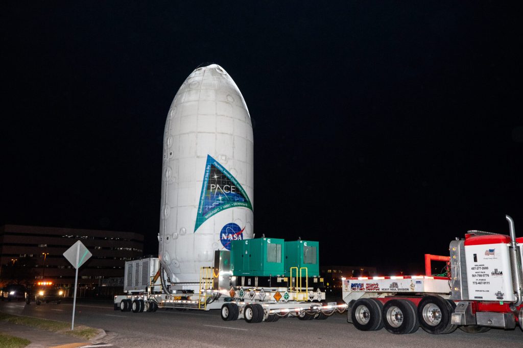 
			Encapsulated PACE Spacecraft Transported to Launch Pad - NASA Science			