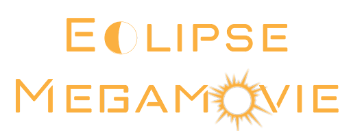 Text based logo reading Eclipse Megamovie; the c in eclipse is a half moon and o in movie is a sun