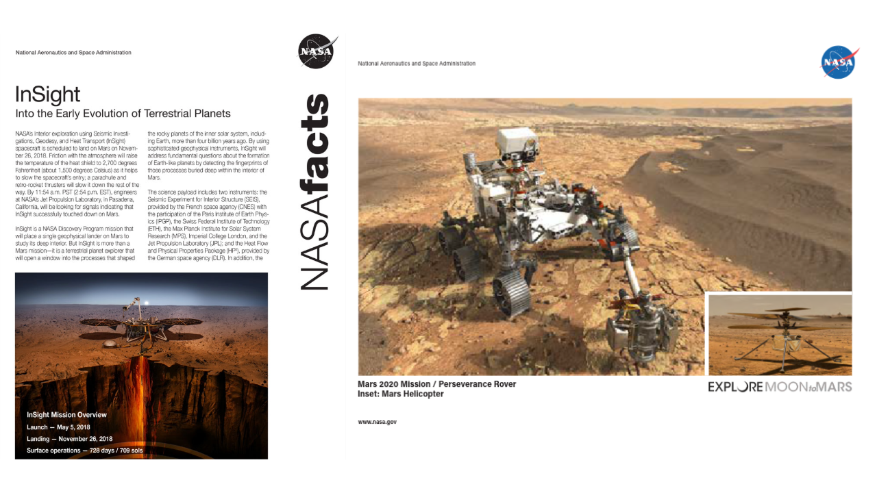 Examples of Mars fact sheets