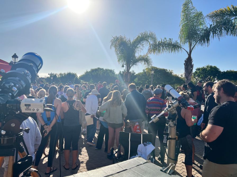 2023 Partial Solar Eclipse Viewing at Camino Real Marketplace with the View the Santa Barbara Astronomical Unit.
