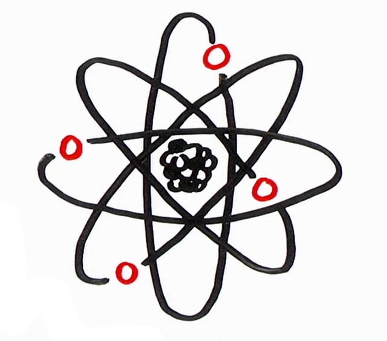 An cartoon-like symbol for nuclear power.