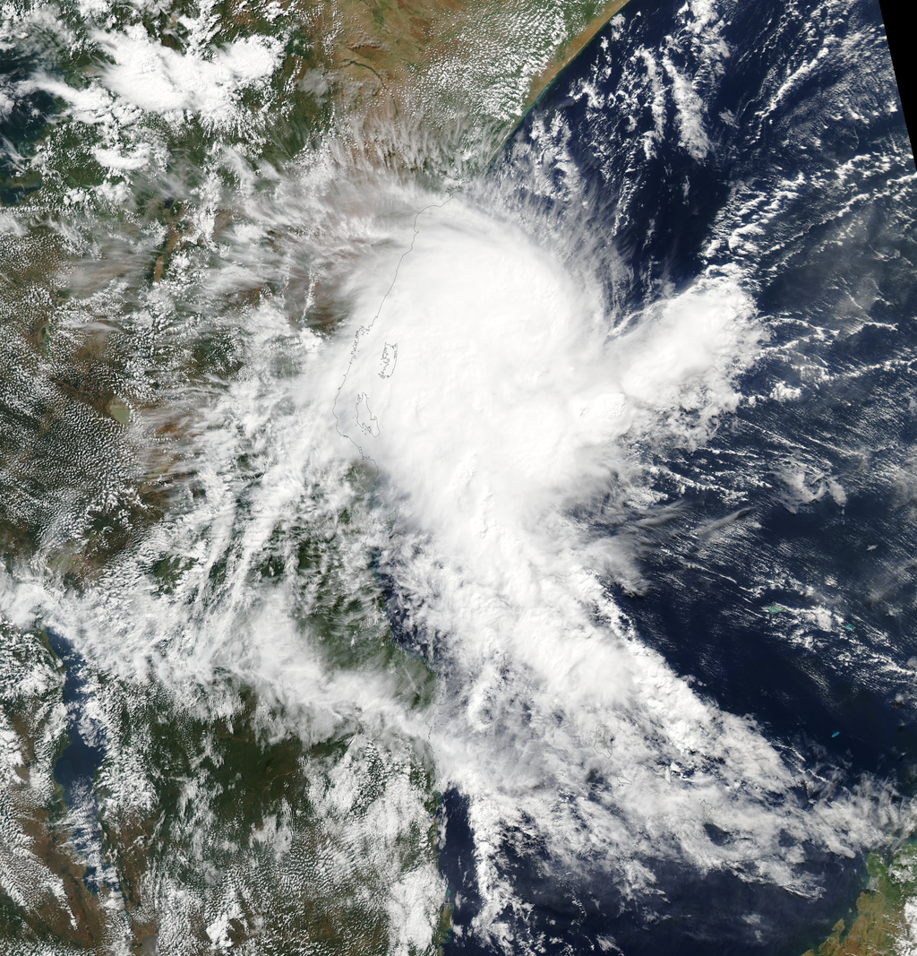 An image from space shows Tropical Cyclone Ialy