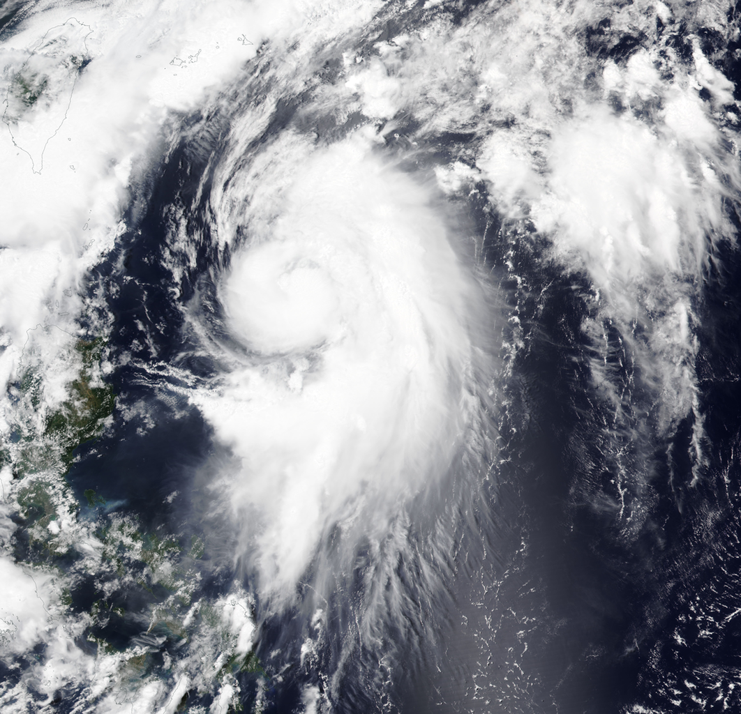 An image from space of Typhoon Ewiniar in the Pacific Ocean on May 28th.
