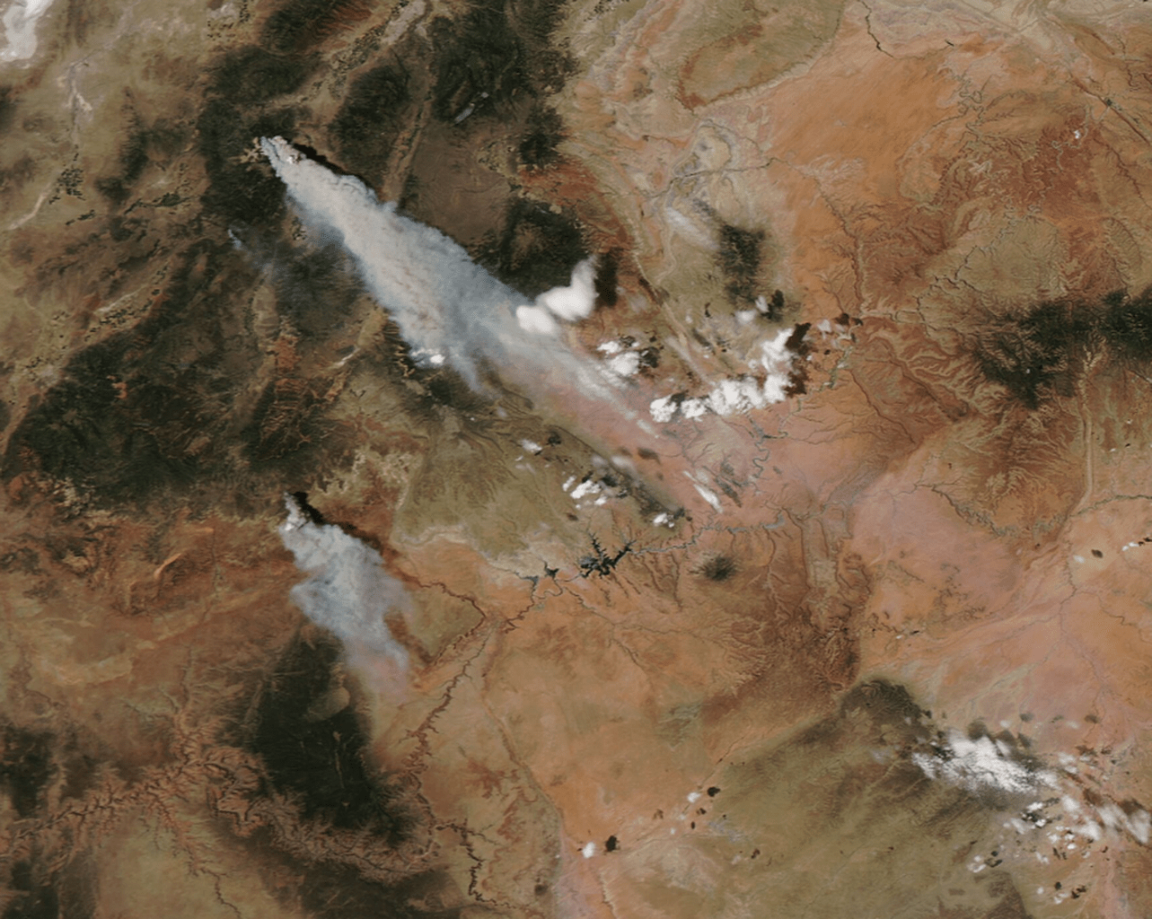 An image from space of wildfires in Utah.