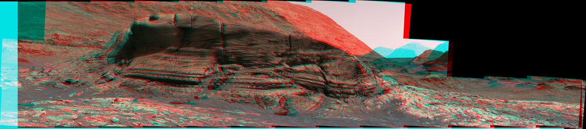 Figure C of the Curiosity's 3D View of 'Mont Mercou'