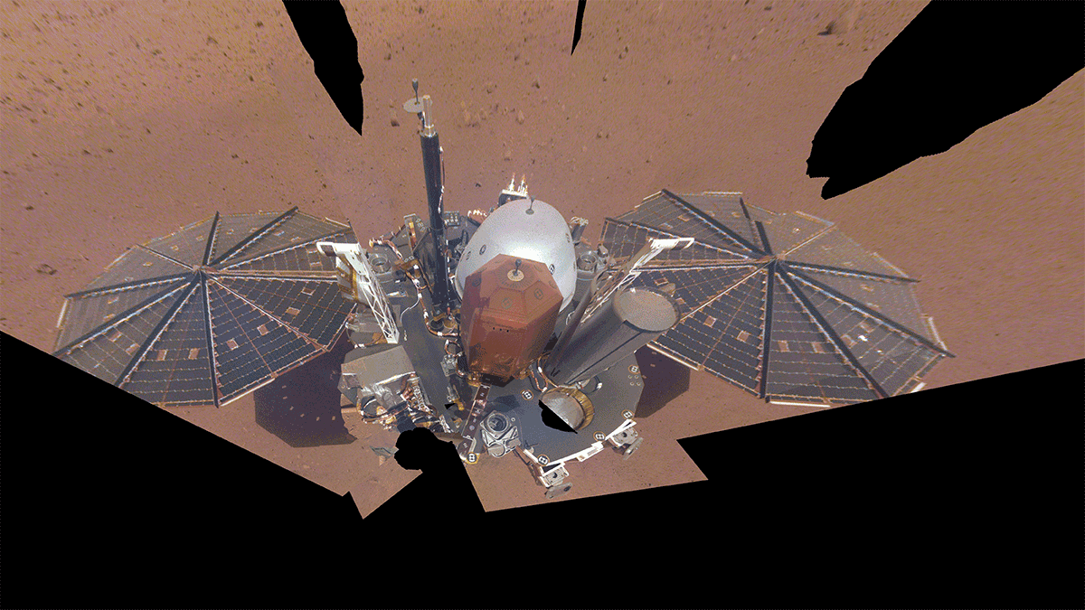 Animated image of InSight’s solar panels before and after; clean and dusty