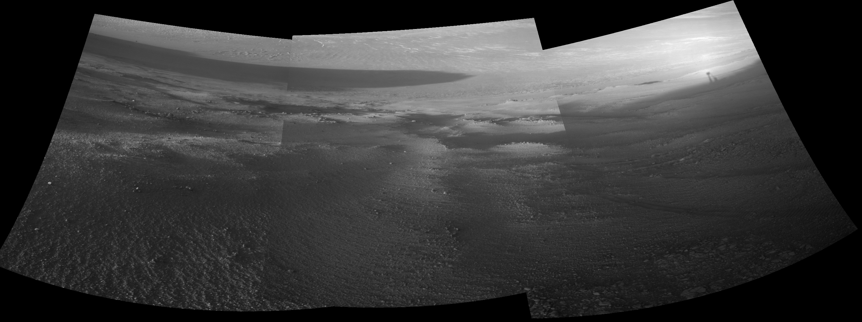 Opportunity's View Downhill Catches Martian Shadows