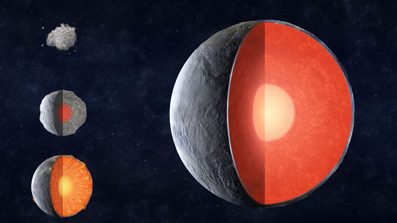 An artist's rendition of how a rocky planet forms.