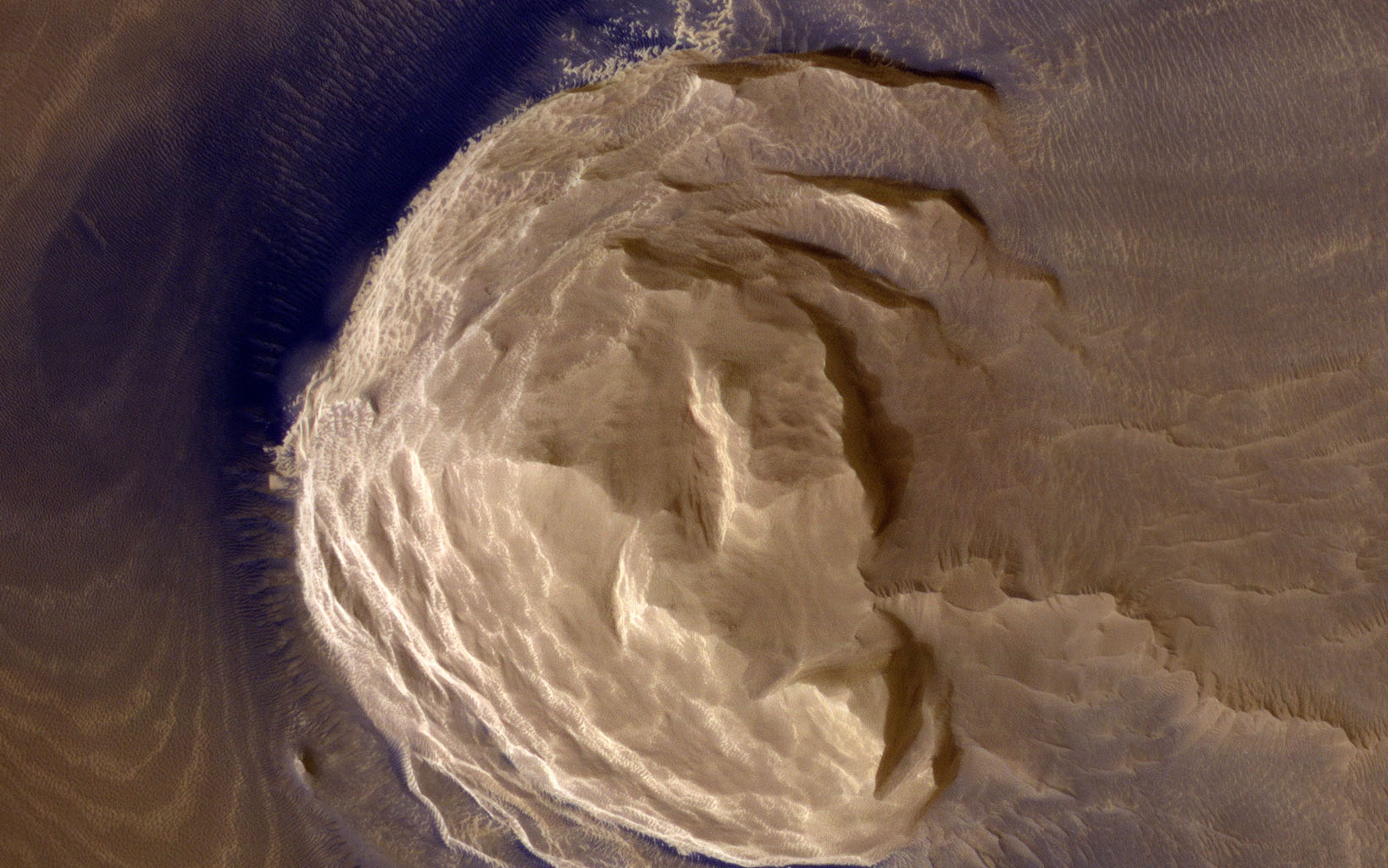 Dark Materials on Olympus Mons