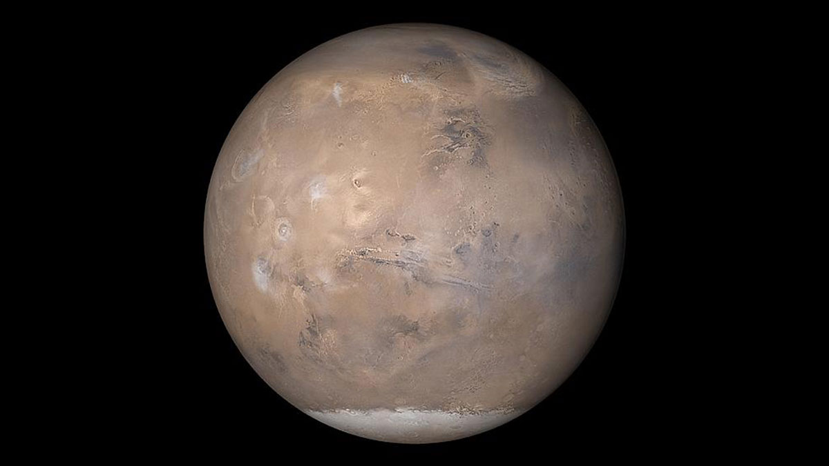 Mars, as seen by Mars Global Surveyor in 2003.