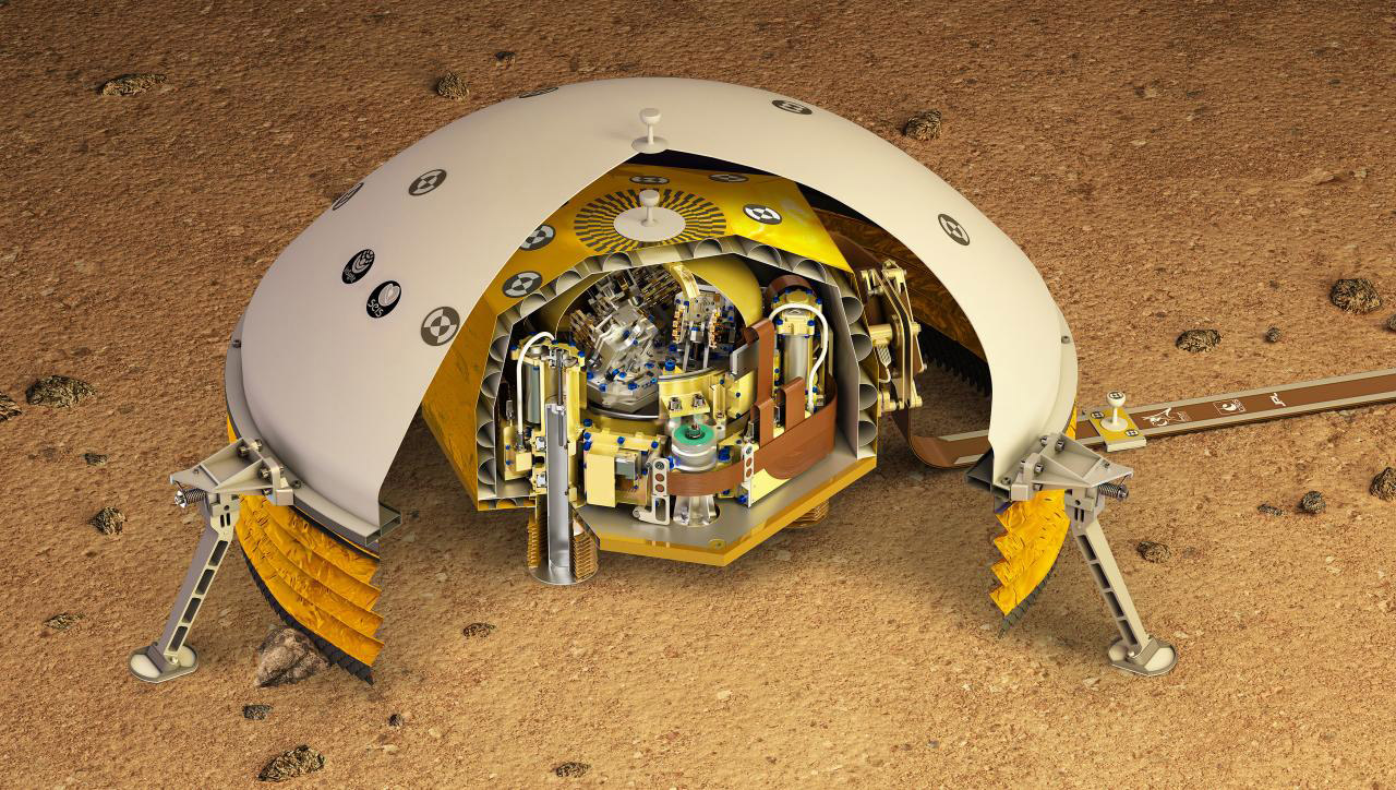 This artist's rendering shows a cutaway of the Seismic Experiment for Interior Structure instrument, or SEIS, which will fly as part of NASA's Mars InSight lander. SEIS is a highly sensitive seismometer that will be used to detect marsquakes from the Red Planet's surface for the first time.