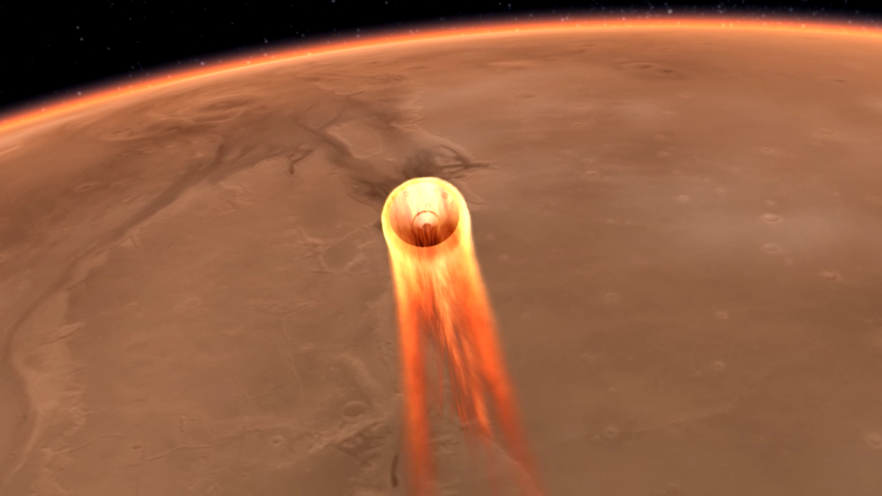 An artist’s impression of InSight’s Entry, Descent and Landing (EDL).