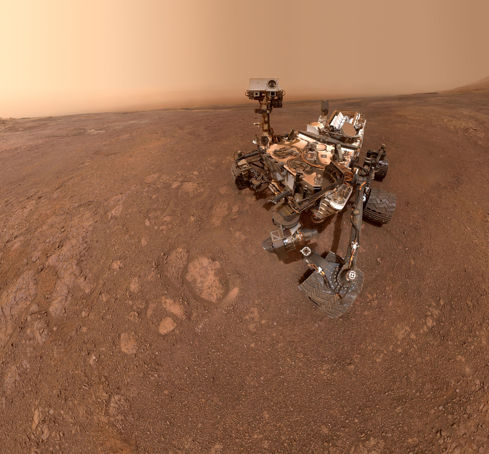 A selfie taken by NASA's Curiosity Mars rover on Sol 2291 (January 15) at the "Rock Hall" drill site, located on Vera Rubin Ridge.