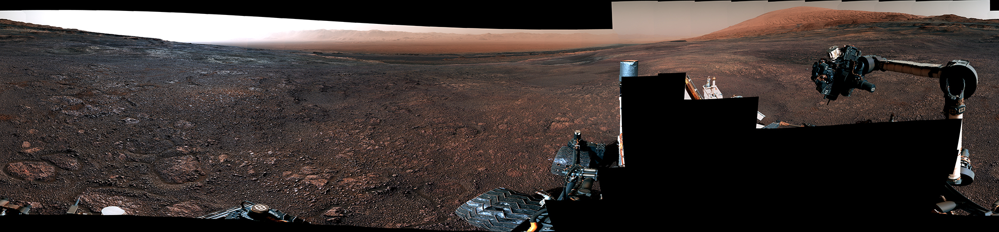 This panorama from the Mast Camera (Mastcam) on NASA's Curiosity Mars rover was taken on Dec. 19 (Sol 2265). The rover's last drill location on Vera Rubin Ridge is visible, as well as the clay region it will spend the next year exploring.