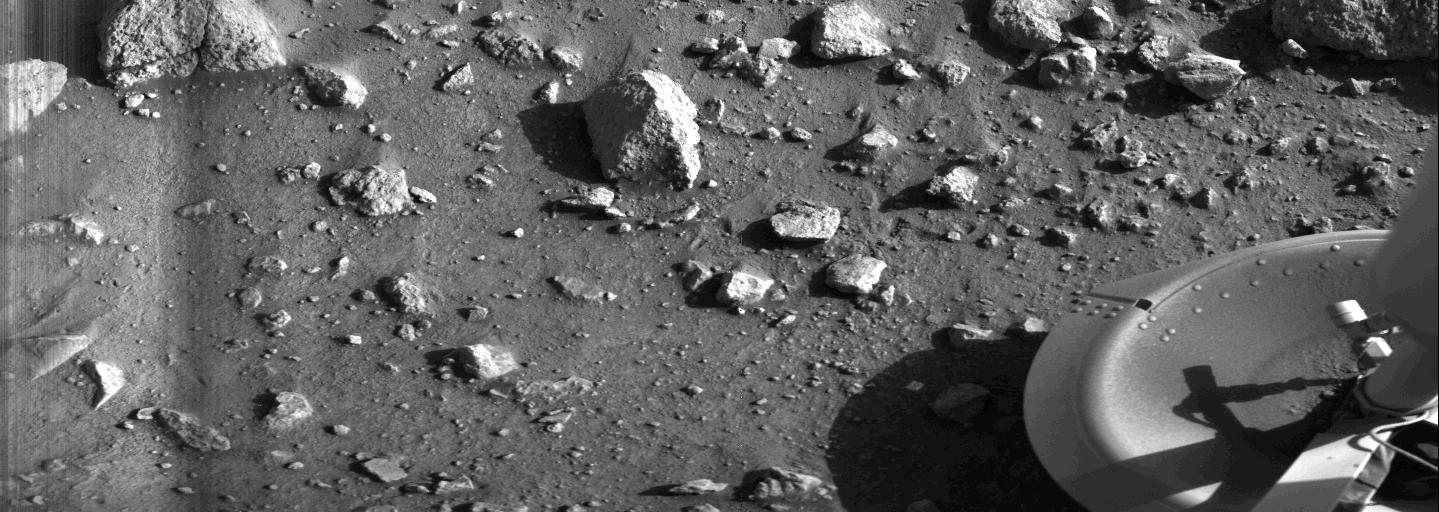 Rocks on the surface of Mars in the first photograph ever taken from the surface of Mars.