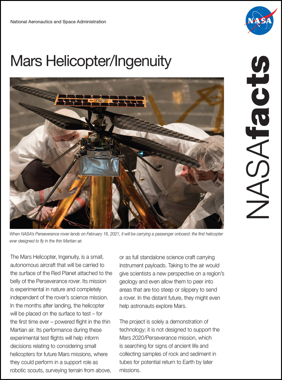 Mars Helicopter fact sheet