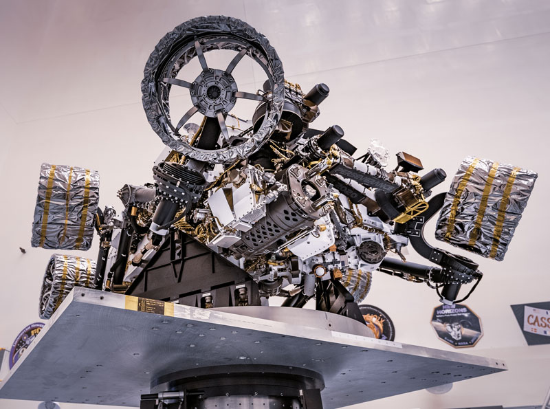 Perseverance Rover on Spin Table at Kennedy Space Center