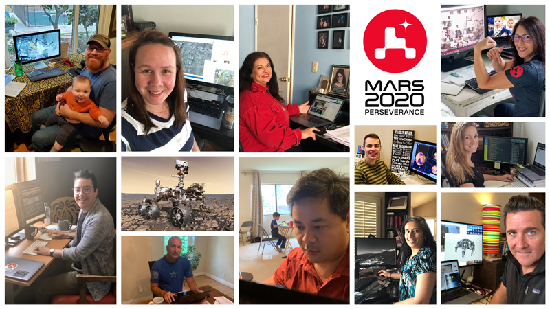 Members of NASA's Perseverance rover mission work remotely from home during the coronavirus outbreak