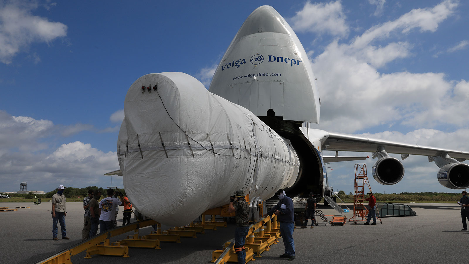 An Antonov cargo plane at Kennedy Space Center in Florida