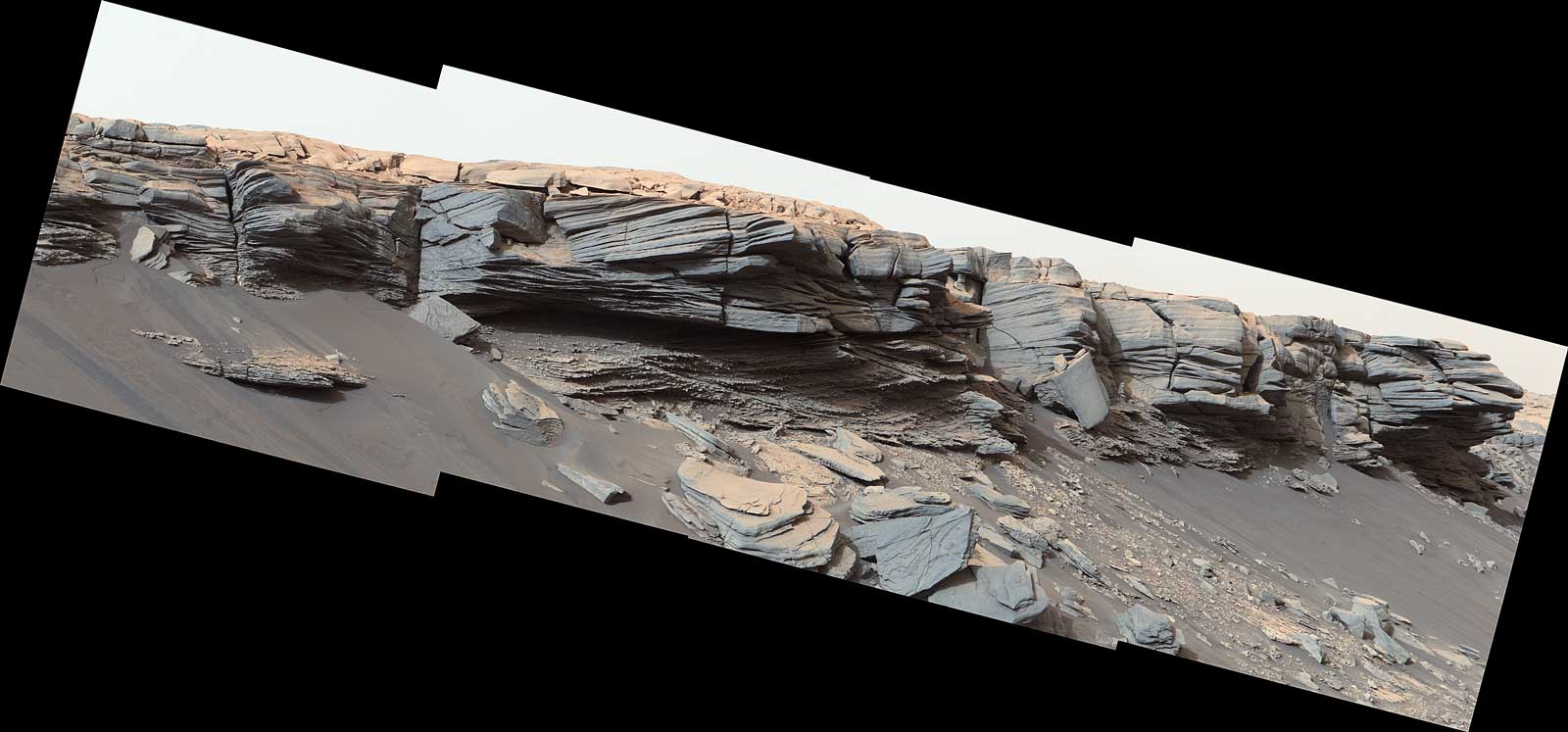 The goosebump-like features in the center of this image were formed by water billions of years ago. NASA's Curiosity Mars rover discovered them as it crested the slope of "Greenheugh Pediment" on Feb. 24, 2020, the 2685th Martian day, or sol, of the mission.
