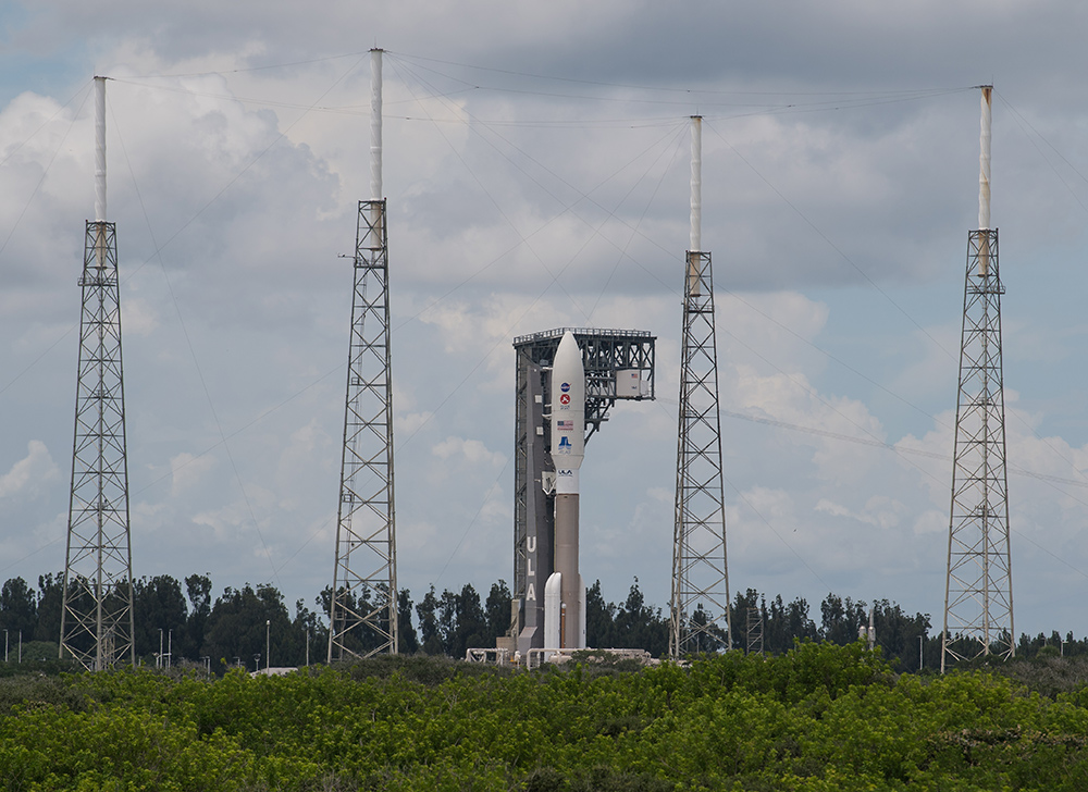 An Atlas V rocket with NASA’s Mars 2020 Perseverance rover onboard is seen on the launch pad at Space Launch Complex 41.