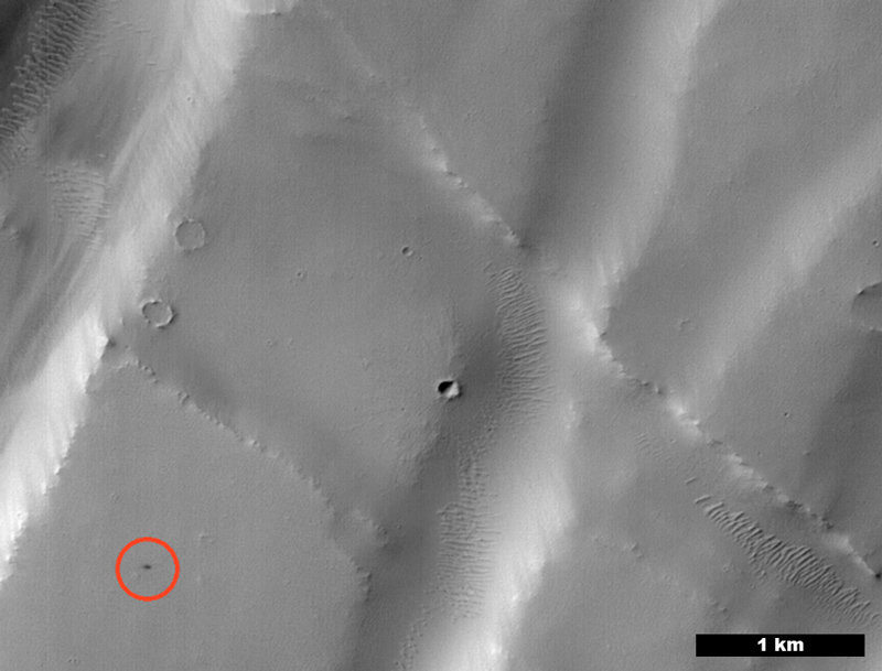 cluster of recently formed craters on Mars