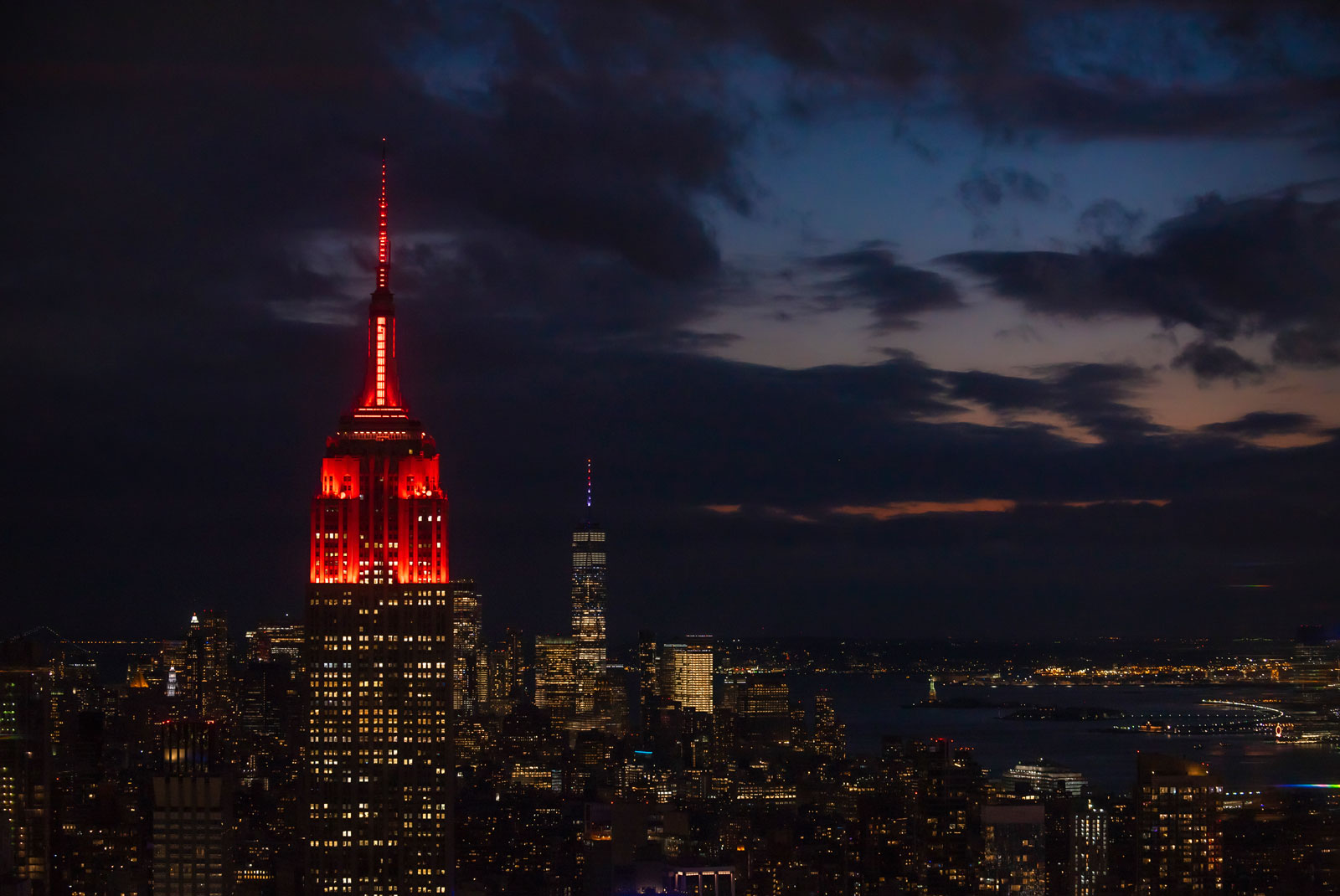 Empire State Building in New York began lighting its tower red on Tuesday, Feb. 16, starting at sunset.
