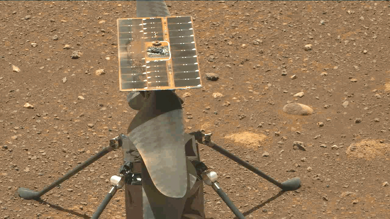 Mars Helicopter’s blades can be seen in this video performing a wiggle test