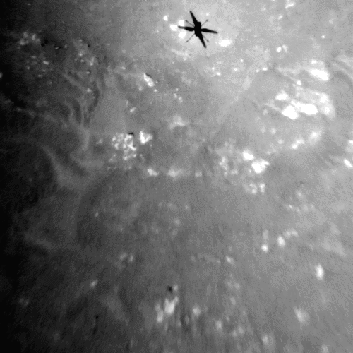 The shadow of NASA’s Ingenuity Mars Helicopter can be seen in these images