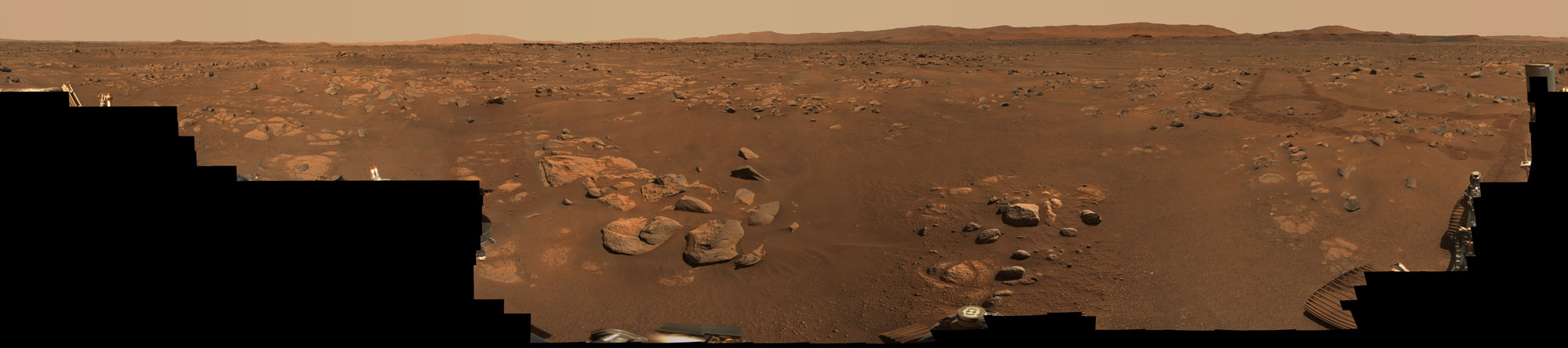 NASA's Perseverance Mars rover used its Mastcam-Z imaging system to capture this 360-degree panorama of "Van Zyl Overlook," where the rover was parked as the Ingenuity helicopter performed its first flights. The 2.4 billion-pixel panorama is made up of 992 individual images stitched together.