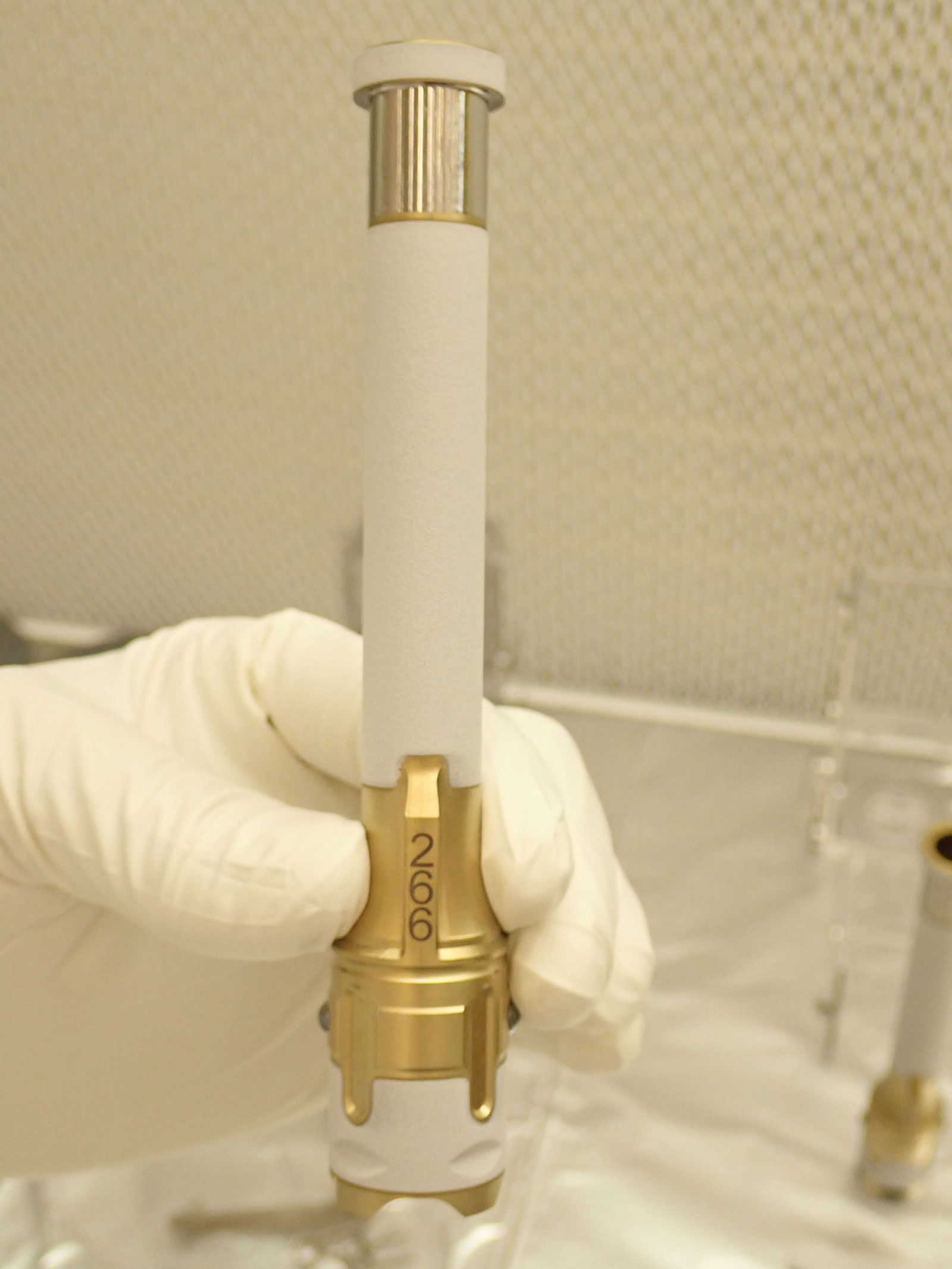 Sample tube number 266 was used to collect the first sample of Martian rock by NASA’s Perseverance rover. The laser-etched serial number helps science team identify the tubes and their contents.