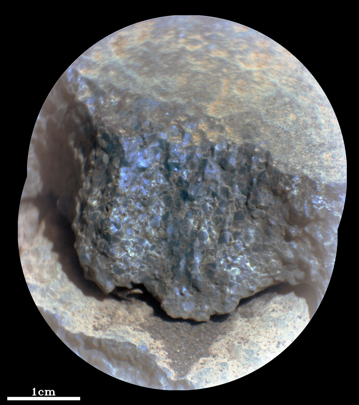 This enhanced-color close-up of a rock target called “Cine” was captured by the SuperCam instrument aboard NASA’s Perseverance Mars rover on September 17, 2021, the 206th Martian day, or sol, of rover’s mission.