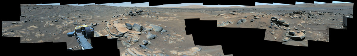 This panorama of a location called “Brac” was captured by the Mastcam-Z camera aboard NASA’s Perseverance Mars rover between Nov. 6 and Nov. 17, 2021, the 255th and 265th Martian days, or sols, of the mission. The panorama is made up of a total of 64 images.