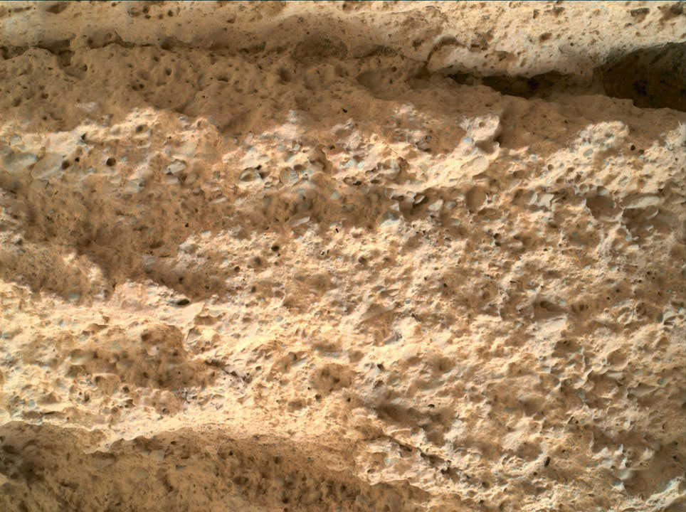NASA’s Perseverance Mars rover used its WATSON camera, located on the end of its robotic arm, to view the texture of a rock nicknamed “Bettys Rock” on June 22, 2022.