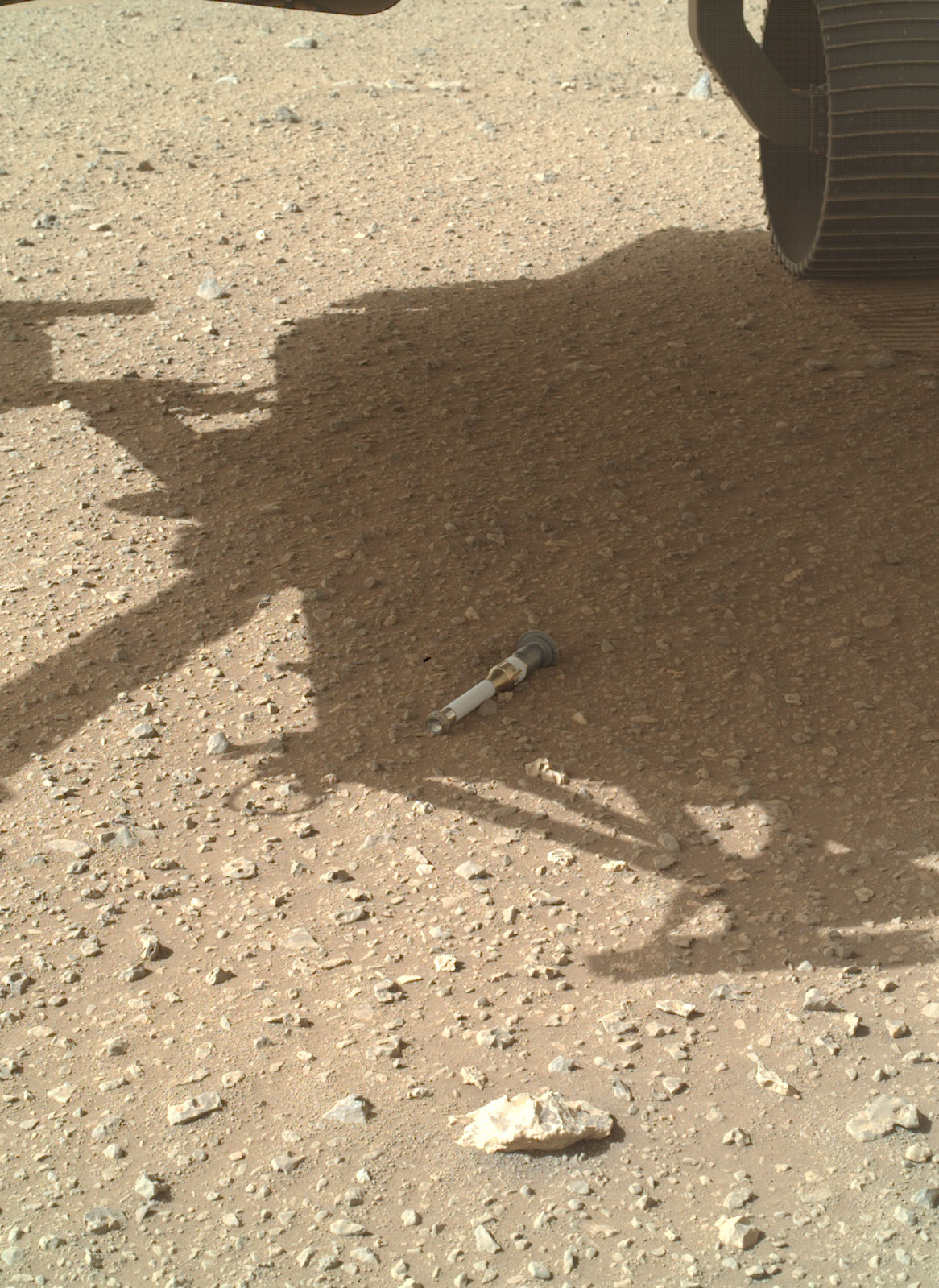 The Perseverance rover’s WATSON camera took this image of the 10th and last tube to be deployed during the creation of the first sample depot on another world, on Jan. 28, 2023, the 690th Martian day, or sol, of the mission.
