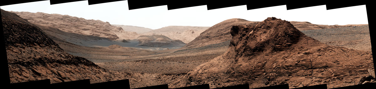 At the bottom of this valley, called Gediz Vallis, is a mound of boulders and debris that are believed to have been swept there by wet landslides billions of years ago. The rover team hopes to get a closer look at this evidence for flowing water, which is likely the youngest Curiosity will ever find.