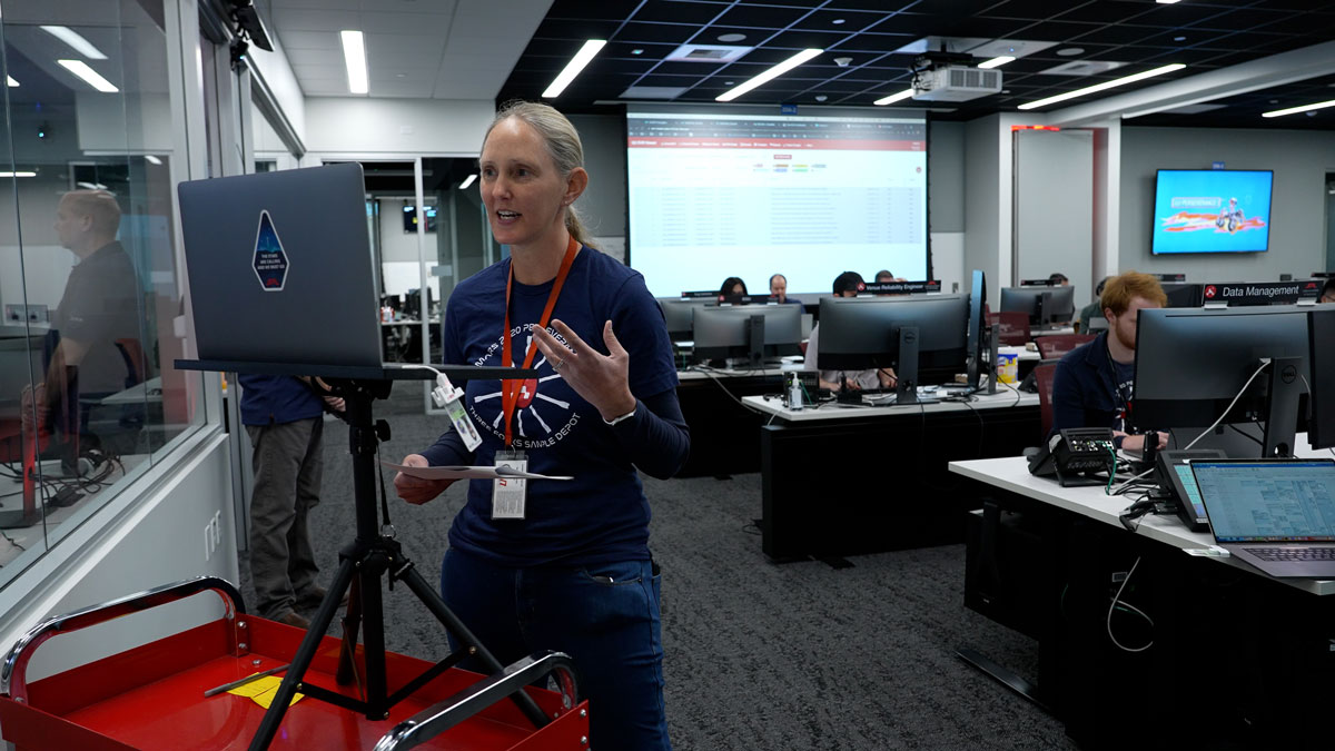 Perseverance Mars Rover Mission Lead Beth Dewell, of NASA’s Jet Propulsion Laboratory in Southern California interacted with middle- and high-school students from across the United States during a live webinar from the rover’s mission control at JPL, on Feb. 14, 2023.