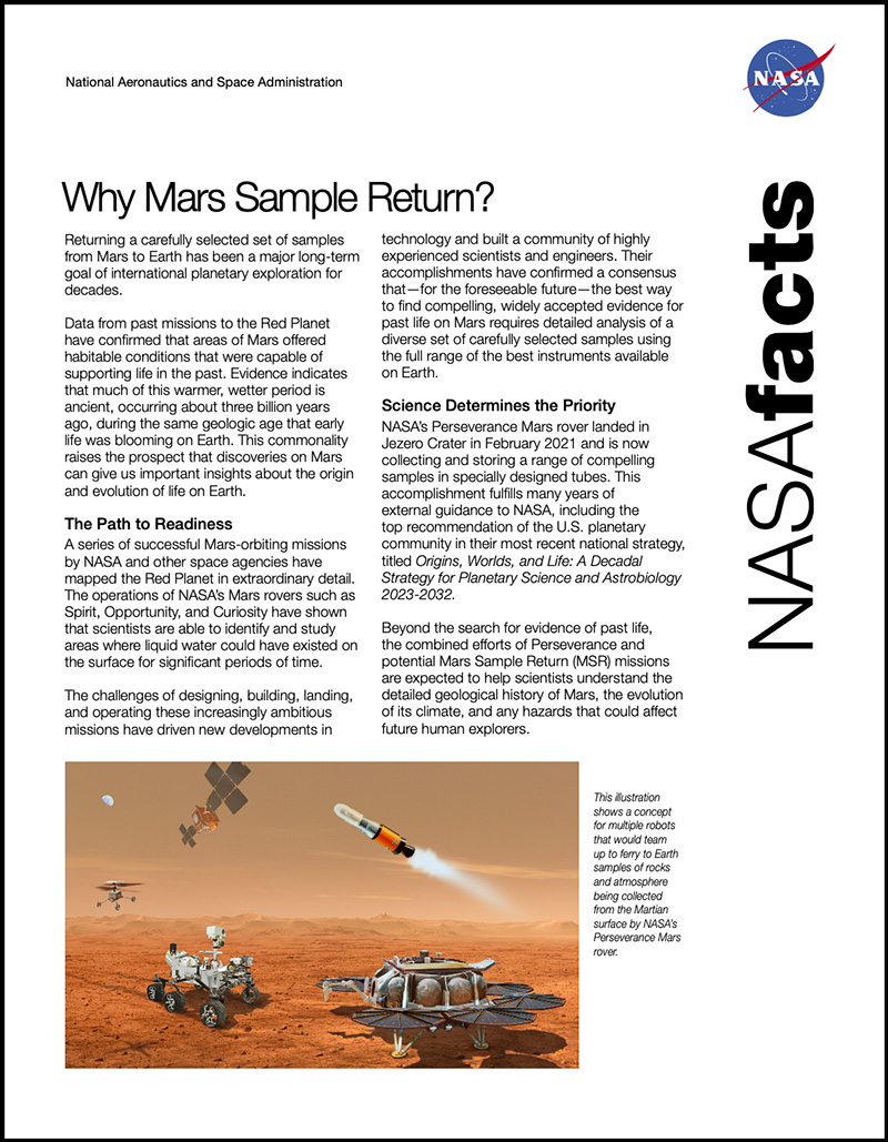Mars Sample Return fact sheet